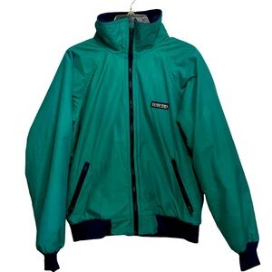 Lands' End Teal Windbreaker Jacket with Navy Trim